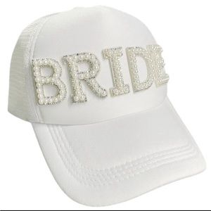 Bride Bridal Hen Bachelorette Party Trucker Hat Pearls Cap Honeymoon